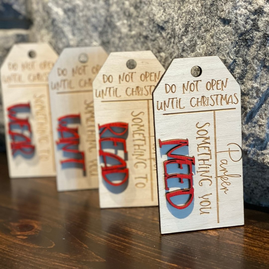 Want Need Wear Read Personalized Gift Tags - The Red Door Engraving Company Inc.