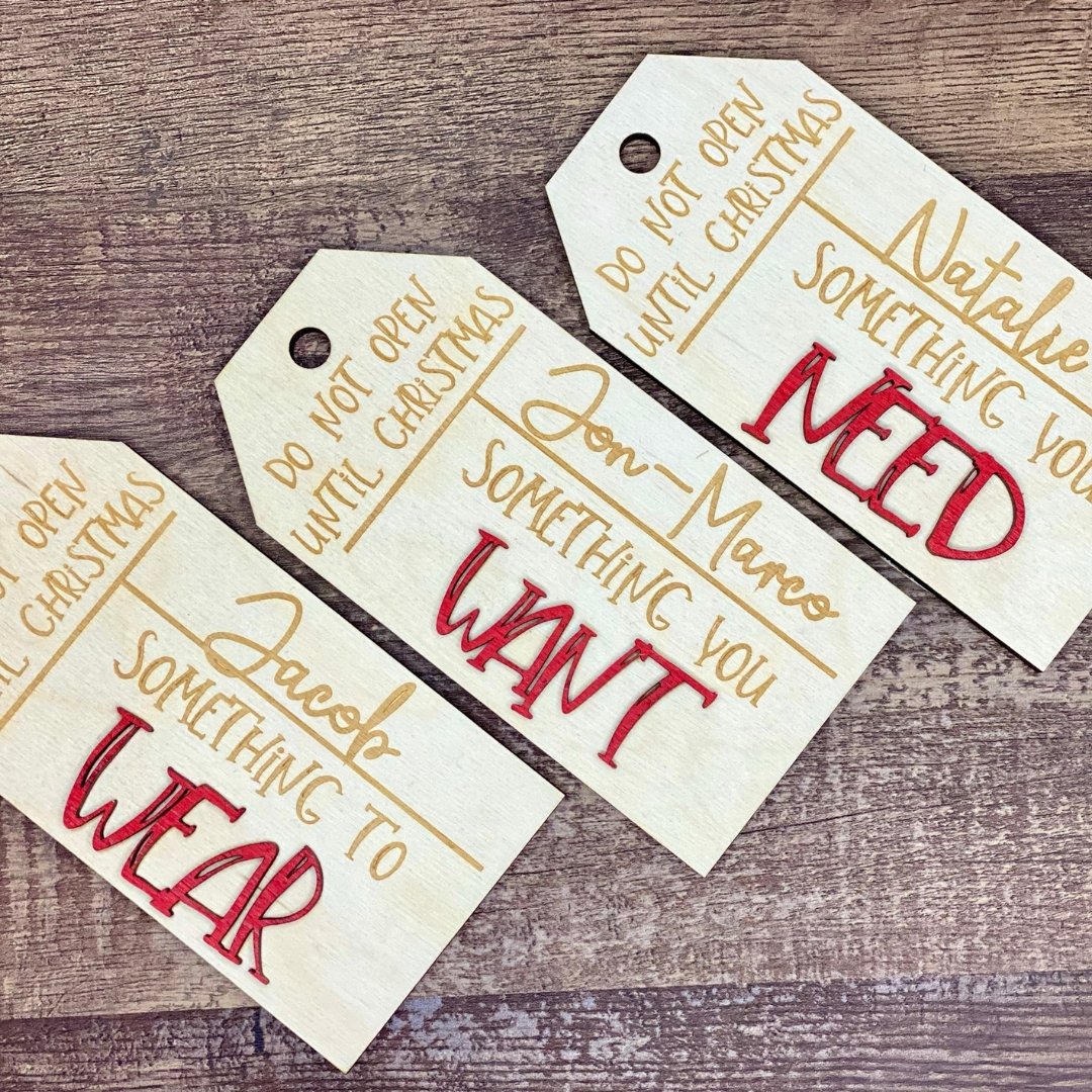 Want  Wear Read Personalized Gift Tags - The Red Door Engraving Company Inc.